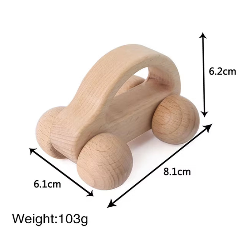 1Pc Organic Beech Wooden Car for Babies BPA Free Montessori Toys Wooden Rattle Brain Game Toys Handmade Crafts Gift Child Block