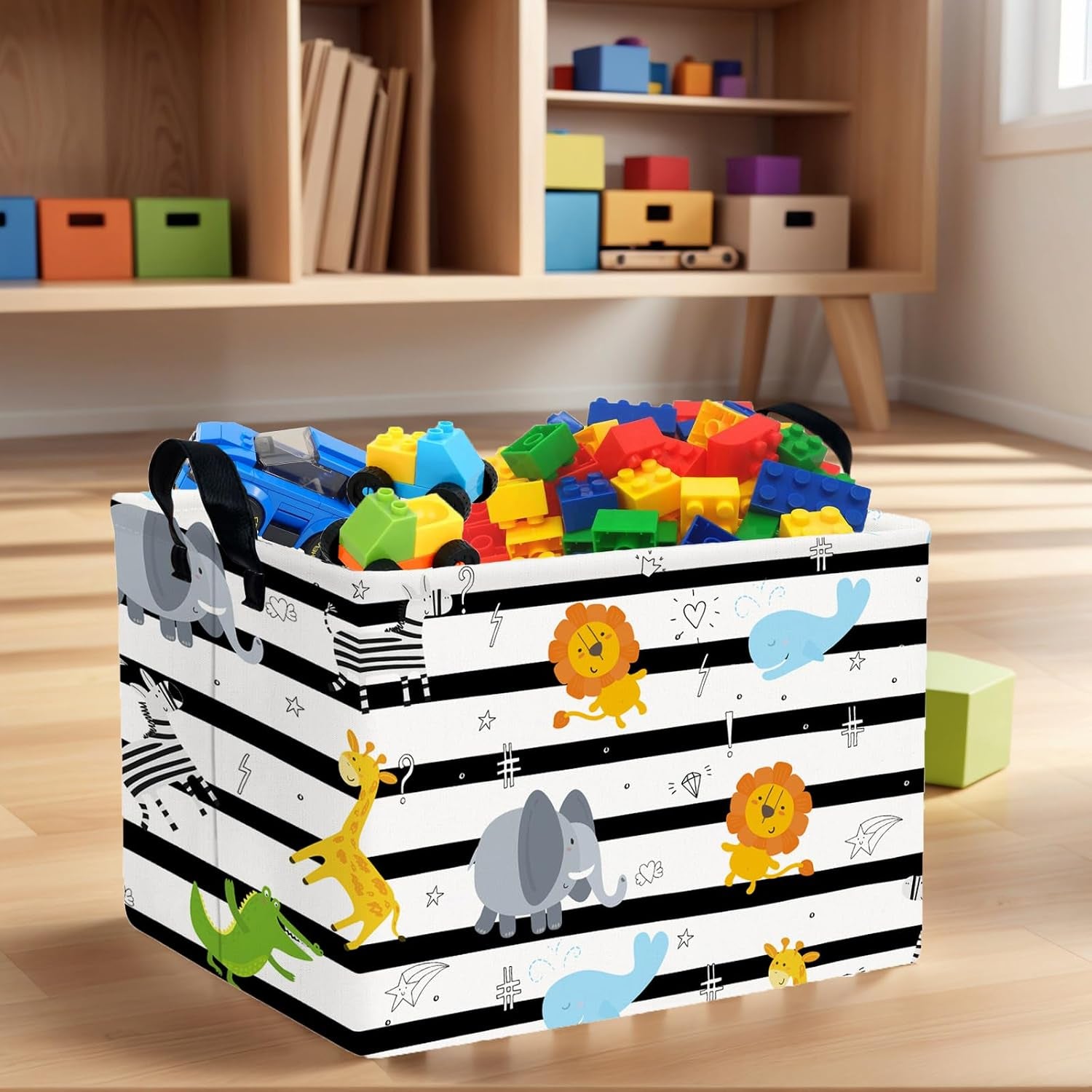 Kid Cute Nursery Storage Basket Baby Toy Clothes Storage Bin Playroom Bedroom Decor Basket(Animal Jungle)