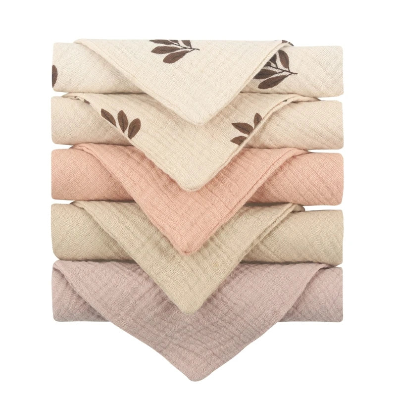 5Pcs/Set Square Cotton Baby Face Towel Handkerchief Soft Absorbent Gauze Baby Towel Kids Feeding Bibs Burp Cloths Washcloth