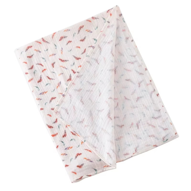 Cotton Swaddle Blanket Baby Blanket Floral Print Muslin Diaper Swaddle New Born Crinkle Fabric Stroller Cover