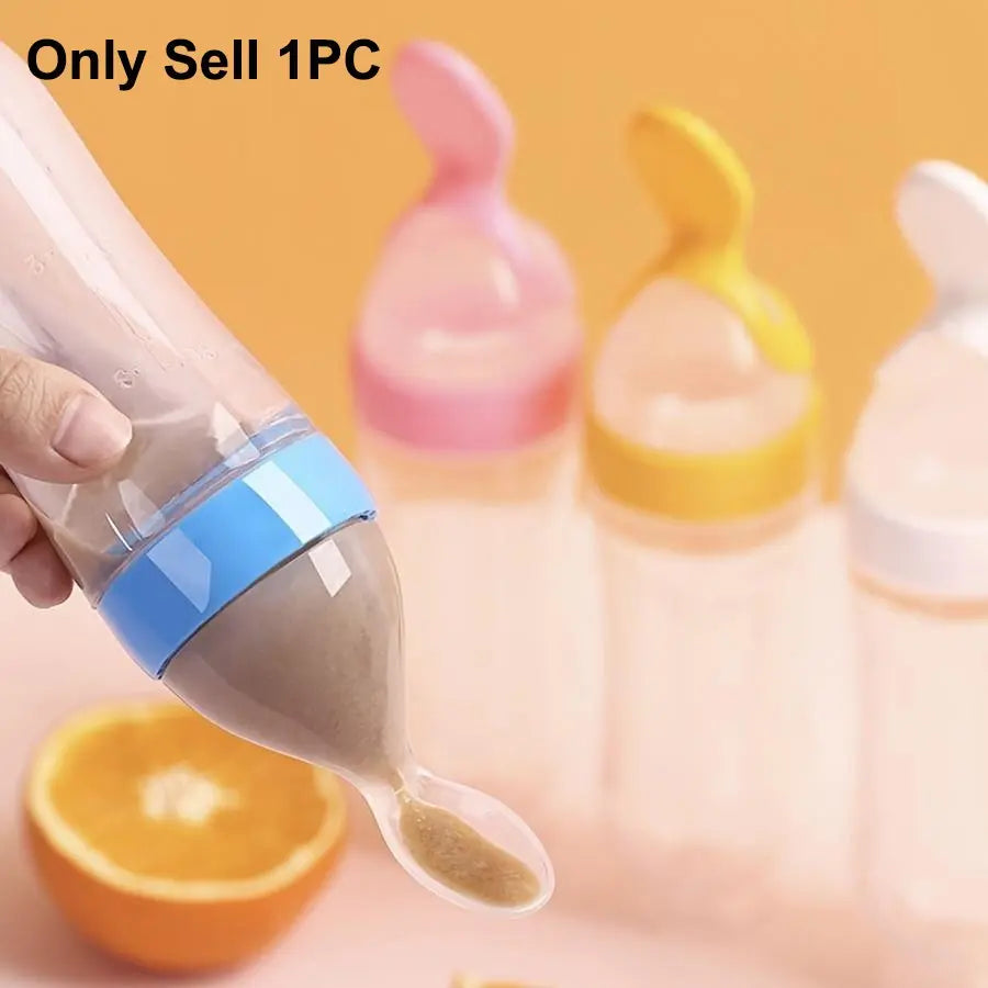 Silicone Baby Food Squeeze Feeder and Feeding Bottle - Essential Utensils for Newborns and Infants