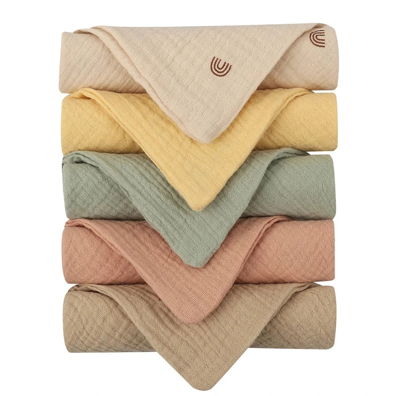 5Pcs/Set Square Cotton Baby Face Towel Handkerchief Soft Absorbent Gauze Baby Towel Kids Feeding Bibs Burp Cloths Washcloth