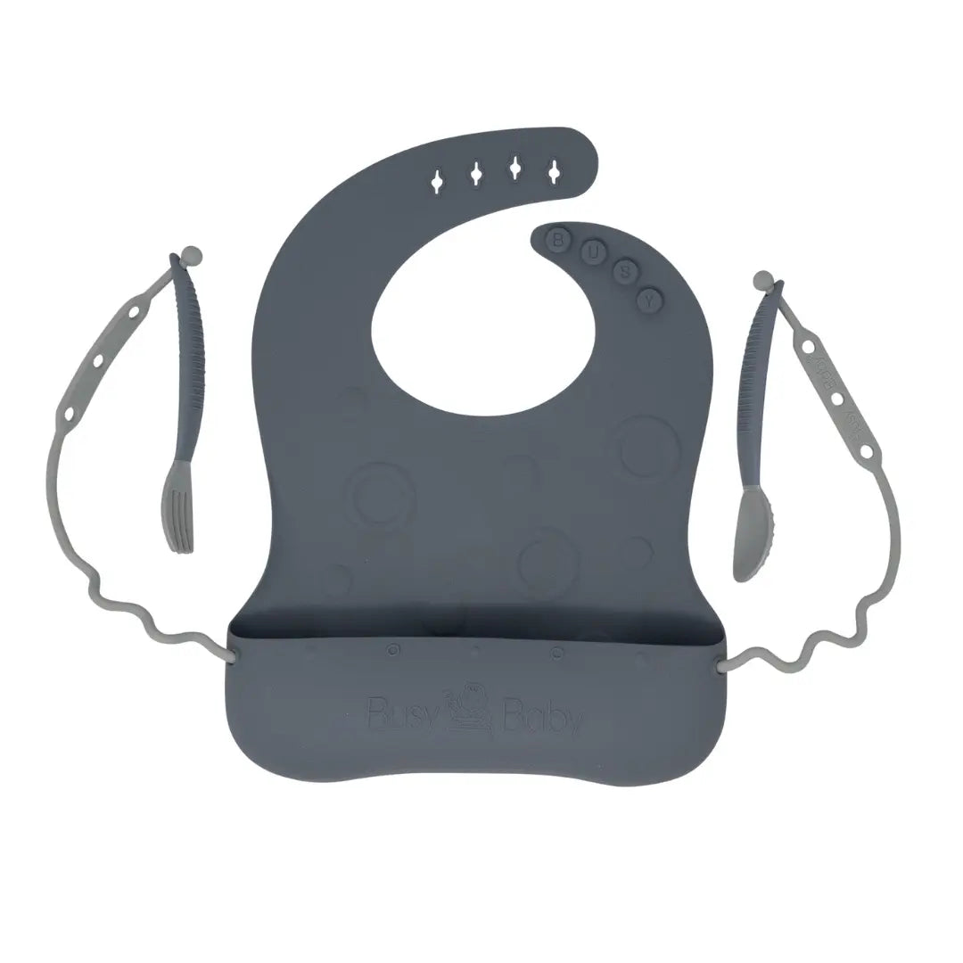 Travel Tether Bib and Utensils Set