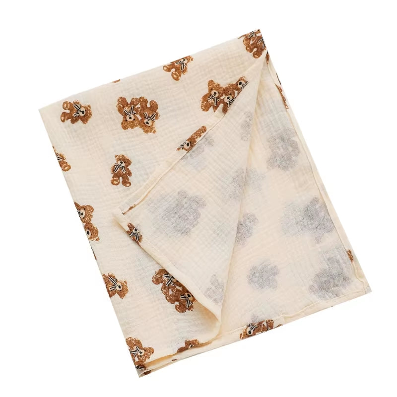Cotton Swaddle Blanket Baby Blanket Floral Print Muslin Diaper Swaddle New Born Crinkle Fabric Stroller Cover