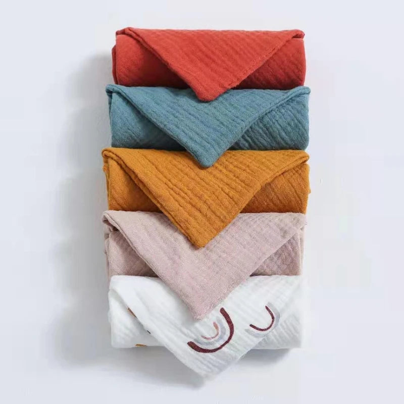 5Pcs/Set Square Cotton Baby Face Towel Handkerchief Soft Absorbent Gauze Baby Towel Kids Feeding Bibs Burp Cloths Washcloth
