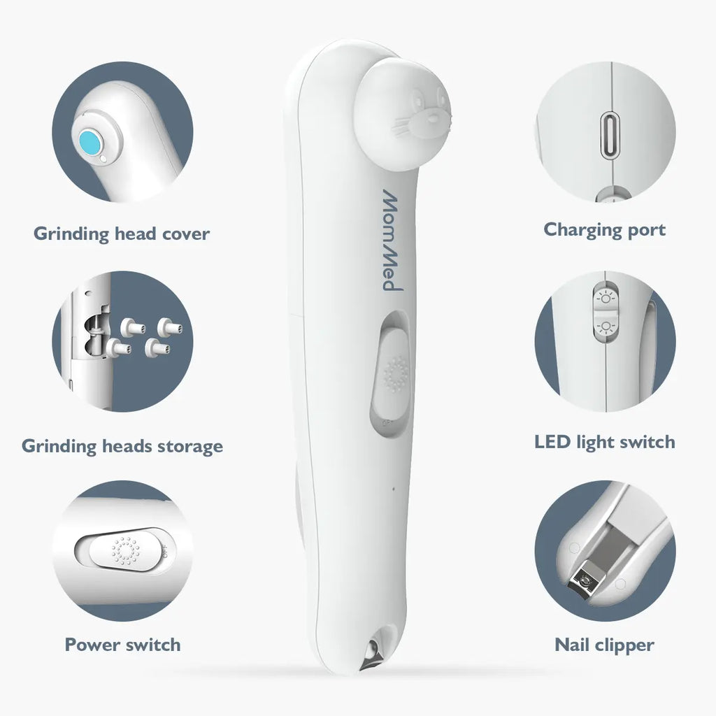 Mommed Baby Nail File Electric Nail Trimmer with LED Light