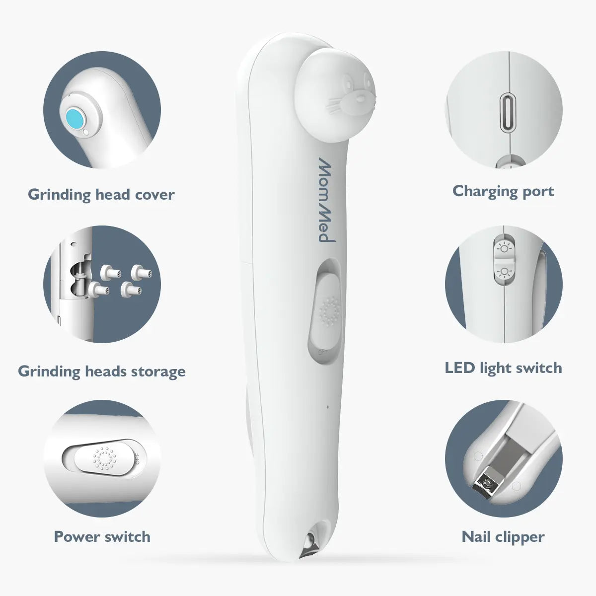 Mommed Baby Nail File Electric Nail Trimmer with LED Light