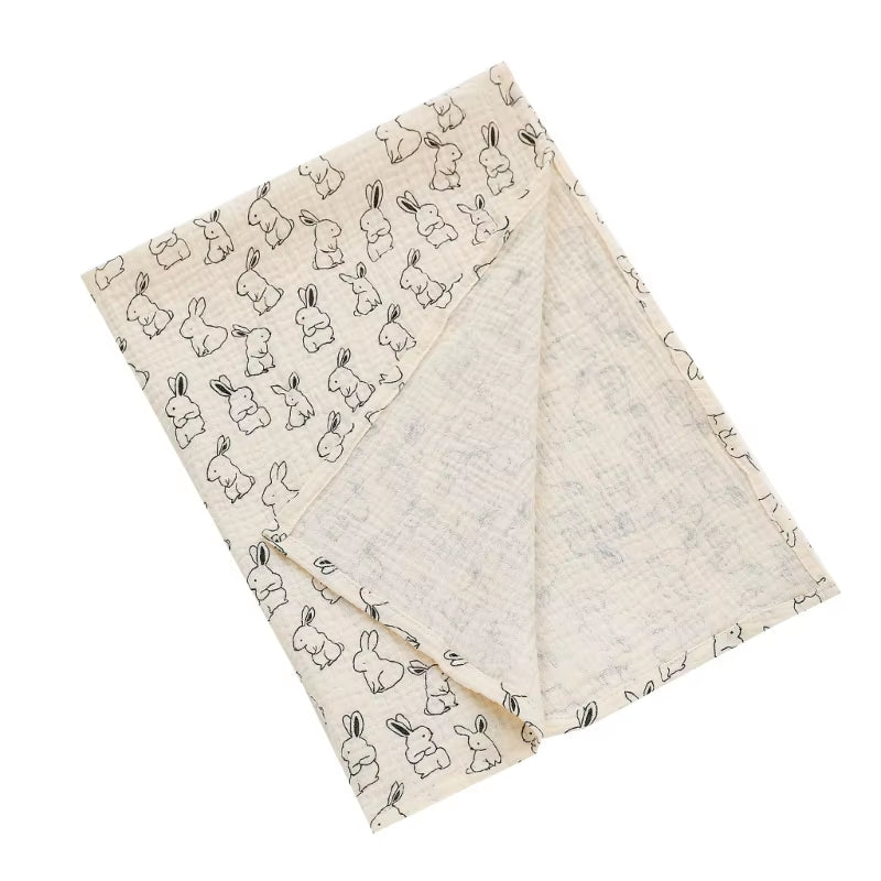 Cotton Swaddle Blanket Baby Blanket Floral Print Muslin Diaper Swaddle New Born Crinkle Fabric Stroller Cover