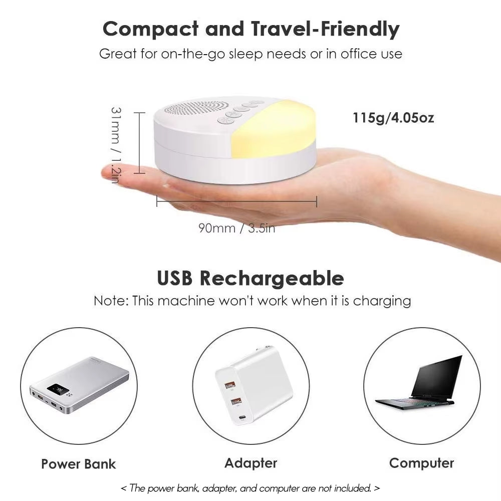 Baby White Noise Machine - Sleep Sound Player with Night Light & Timer