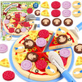 Wooden Pizza Toy Cutting Play Food Set Pretend Play | Kitchen Accessories Wood Cooking Toys for 3 4 5 Year Old Boys Girls