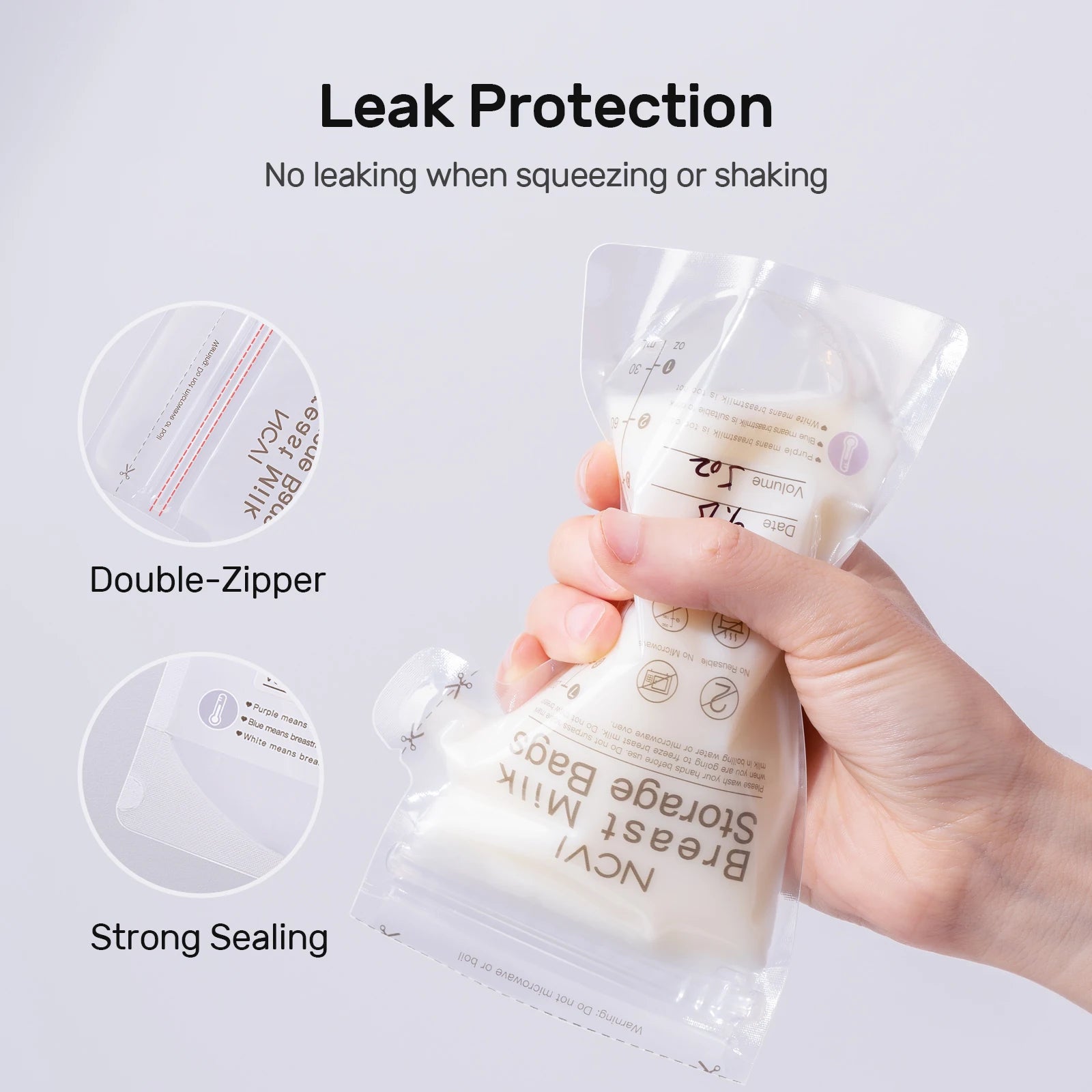 Breastmilk Storage Bags, 200Ml Milk Freezer Bags for Breastfeeding,Preservation Bag, Temp-Sensing,Doubled-Sealed,Bpa Free