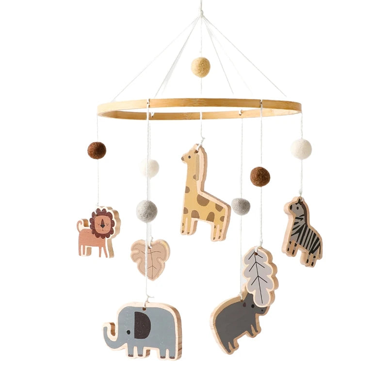 Baby Bed Bell Wood Mobile Toddler Rattles Toys Crib Bell Rattles Boho Style Kids Musical Toys 0-12 Months for Baby Newborn Gifts