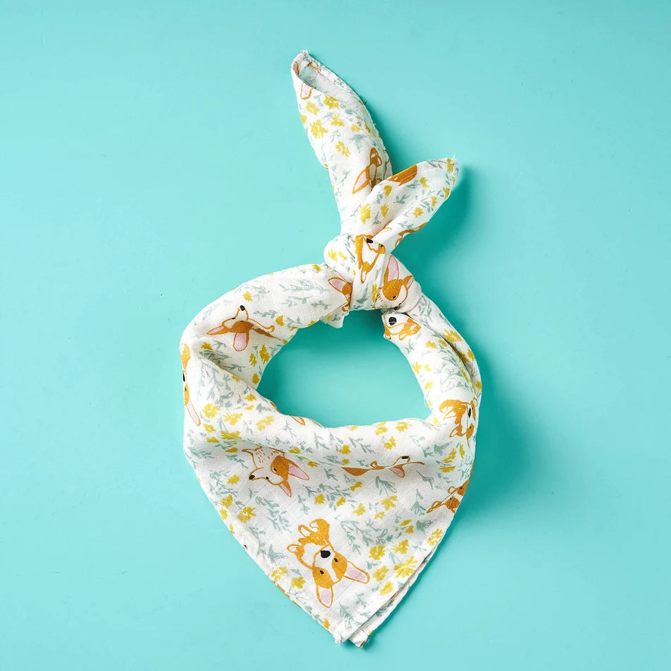 #My Soft Life# 5Pieces Set Bamboo Cotton Swaddle Blanket Baby Bandana Bib Set