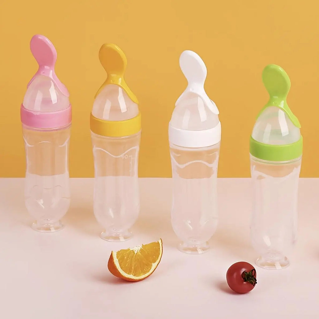 Silicone Baby Food Squeeze Feeder and Feeding Bottle - Essential Utensils for Newborns and Infants
