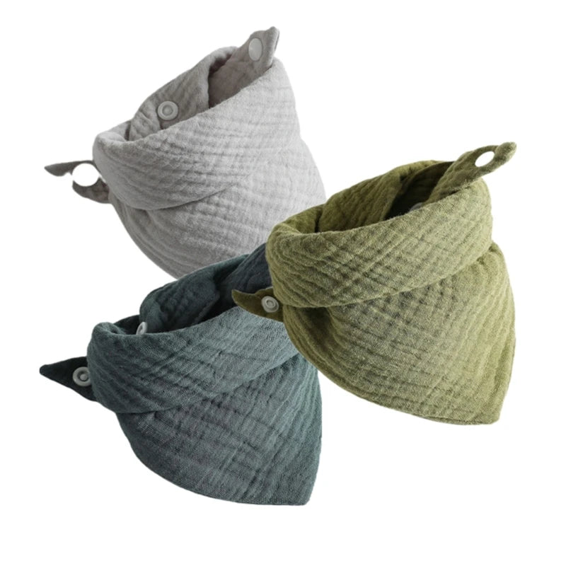 3Pcs/Lot Baby Muslin Bibs Soft Cotton Solid Color Bibs Saliva Towel Boys Girls Feeding Apron Bandana Drool Stuff Bibs