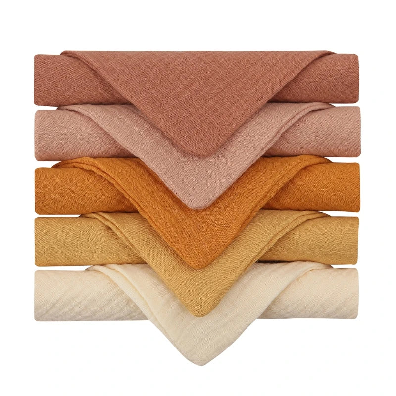 5Pcs/Set Square Cotton Baby Face Towel Handkerchief Soft Absorbent Gauze Baby Towel Kids Feeding Bibs Burp Cloths Washcloth