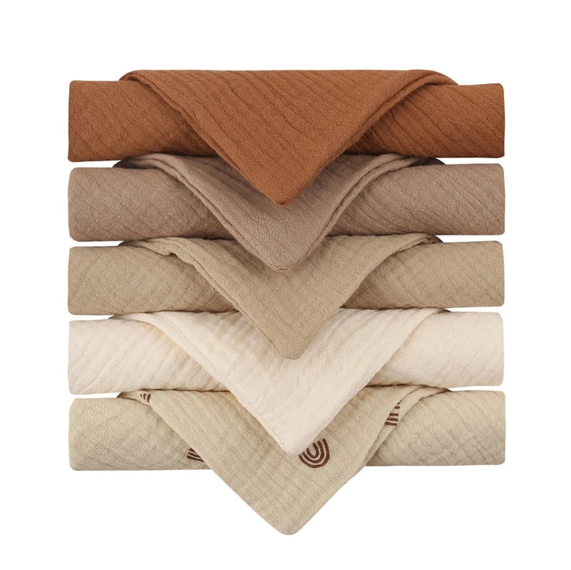 5Pcs/Set Square Cotton Baby Face Towel Handkerchief Soft Absorbent Gauze Baby Towel Kids Feeding Bibs Burp Cloths Washcloth