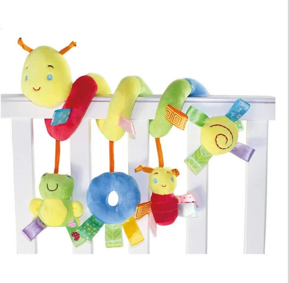 Baby Hanging Car Seat Toys Plush Activity Hanging Stroller Toys with BB Squeaker and Rattles for Newborn Travel Activity Toy