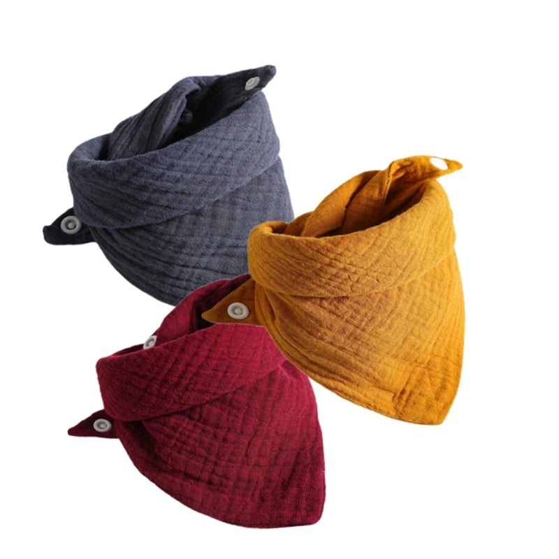 3Pcs/Lot Baby Muslin Bibs Soft Cotton Solid Color Bibs Saliva Towel Boys Girls Feeding Apron Bandana Drool Stuff Bibs