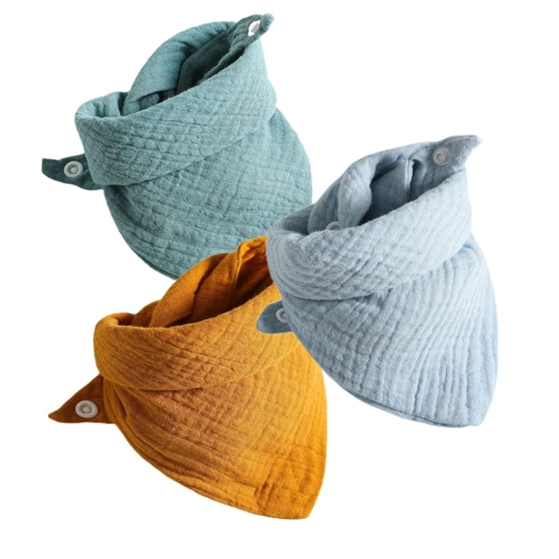 3Pcs/Lot Baby Muslin Bibs Soft Cotton Solid Color Bibs Saliva Towel Boys Girls Feeding Apron Bandana Drool Stuff Bibs