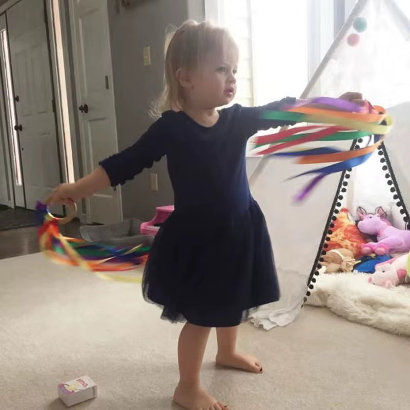 Montessori Ribbon Ring Hand Kite - Sensory Colour Recognition Toy