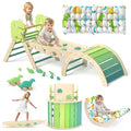 Pikler Triangle Set with Cushion - 9-in-1 Climbing Toys for Toddlers Aged 1-3, Indoor Montessori Playground with Maze, Shape Sorting Game, and Dinosaur Car