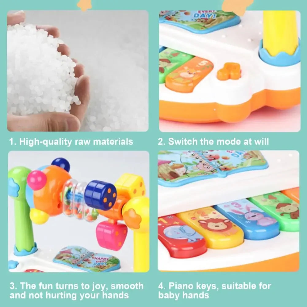 Baby Piano Toys Kids Rotating Music Piano Keyboard with Light Sound, Musical Toys for Toddlers, Early Educational Music Toy