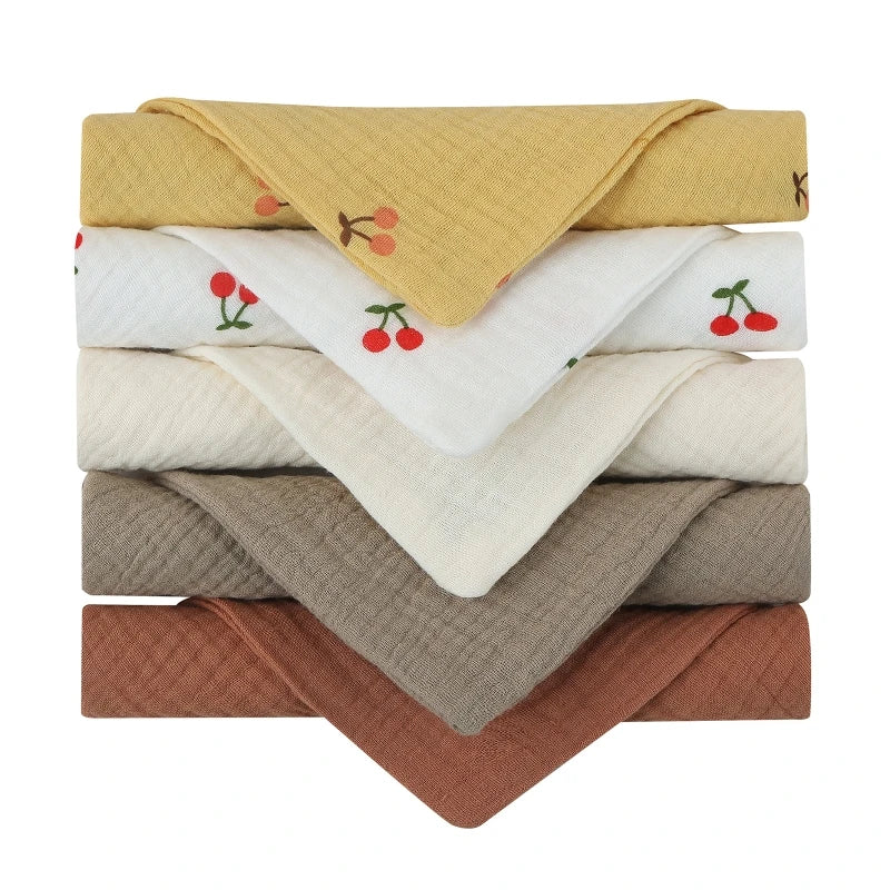 5Pcs/Set Square Cotton Baby Face Towel Handkerchief Soft Absorbent Gauze Baby Towel Kids Feeding Bibs Burp Cloths Washcloth