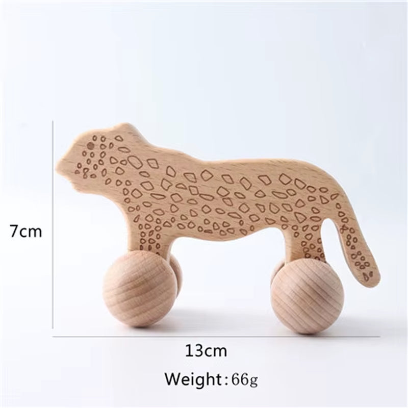 1Pc Organic Beech Wooden Car for Babies BPA Free Montessori Toys Wooden Rattle Brain Game Toys Handmade Crafts Gift Child Block