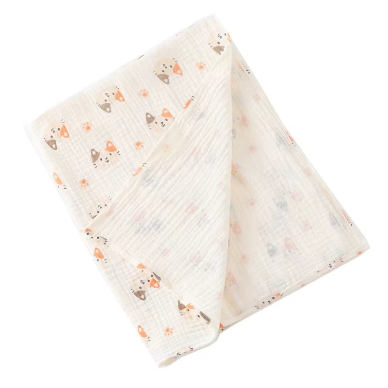Cotton Swaddle Blanket Baby Blanket Floral Print Muslin Diaper Swaddle New Born Crinkle Fabric Stroller Cover