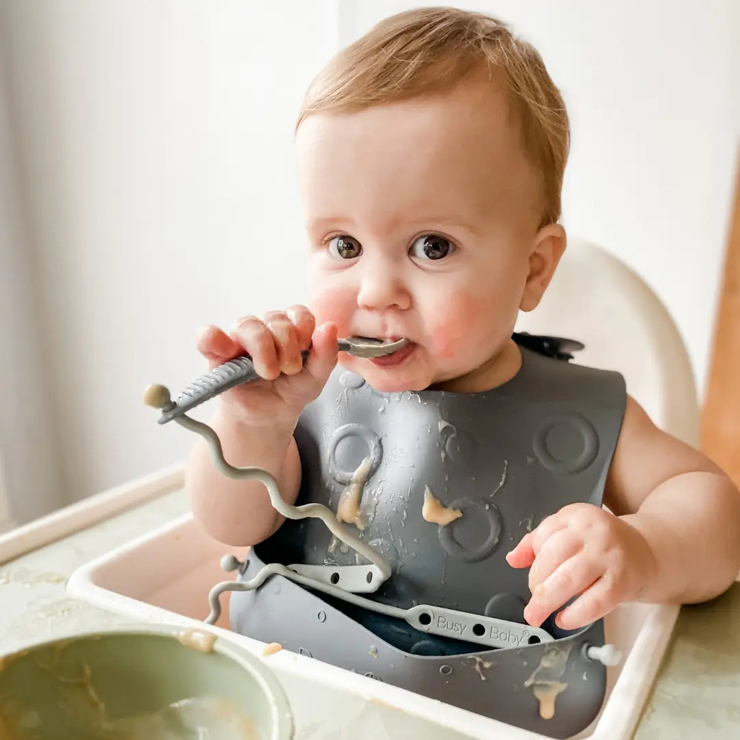 Travel Tether Bib and Utensils Set