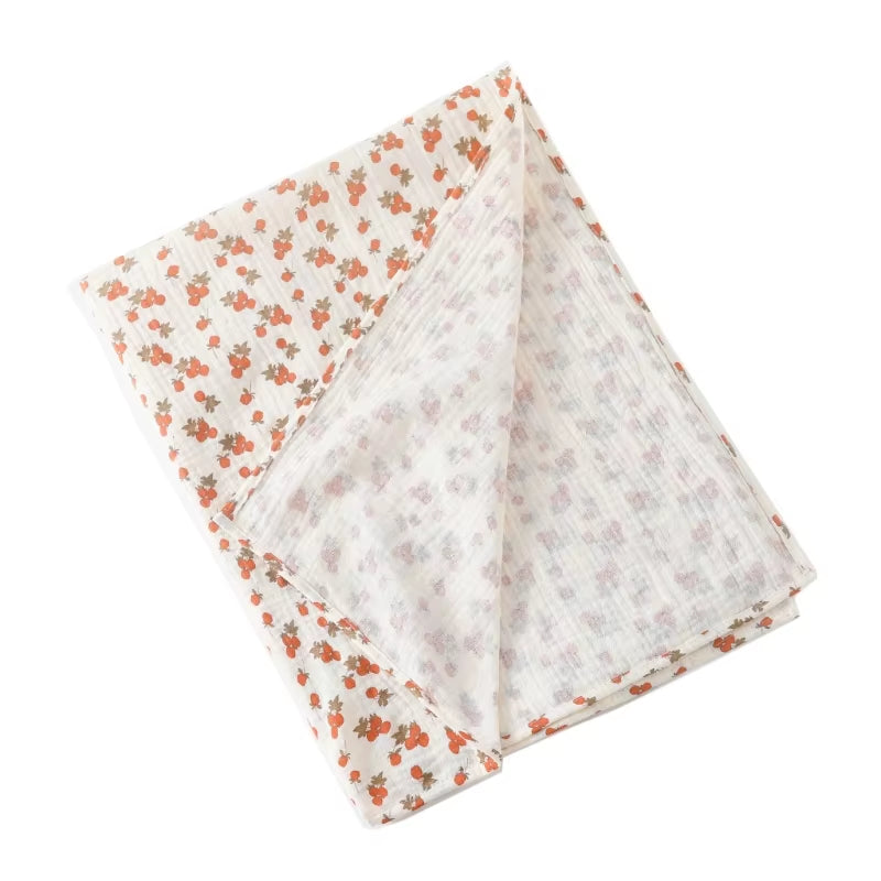 Cotton Swaddle Blanket Baby Blanket Floral Print Muslin Diaper Swaddle New Born Crinkle Fabric Stroller Cover