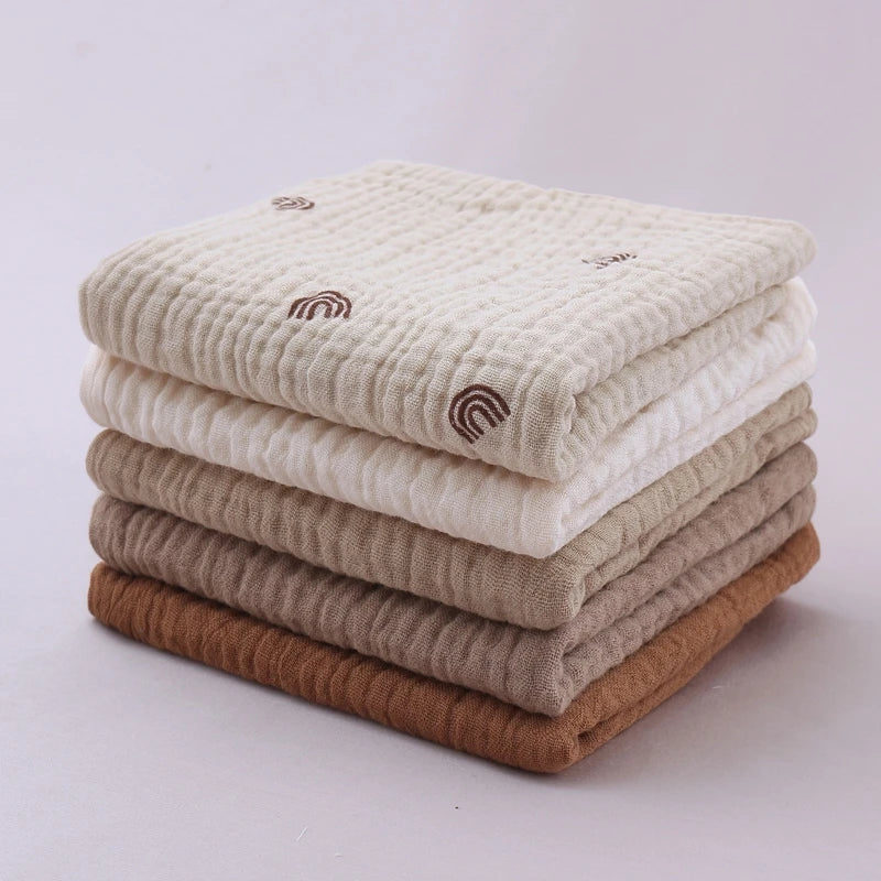 5Pcs/Set Square Cotton Baby Face Towel Handkerchief Soft Absorbent Gauze Baby Towel Kids Feeding Bibs Burp Cloths Washcloth