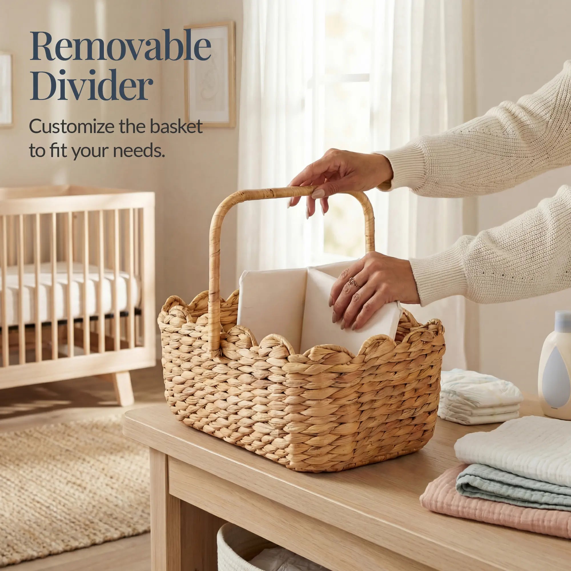 Premium Diaper Caddy Organizer for Infants, Spacious Portable Nursery Storage with Divider and Handles