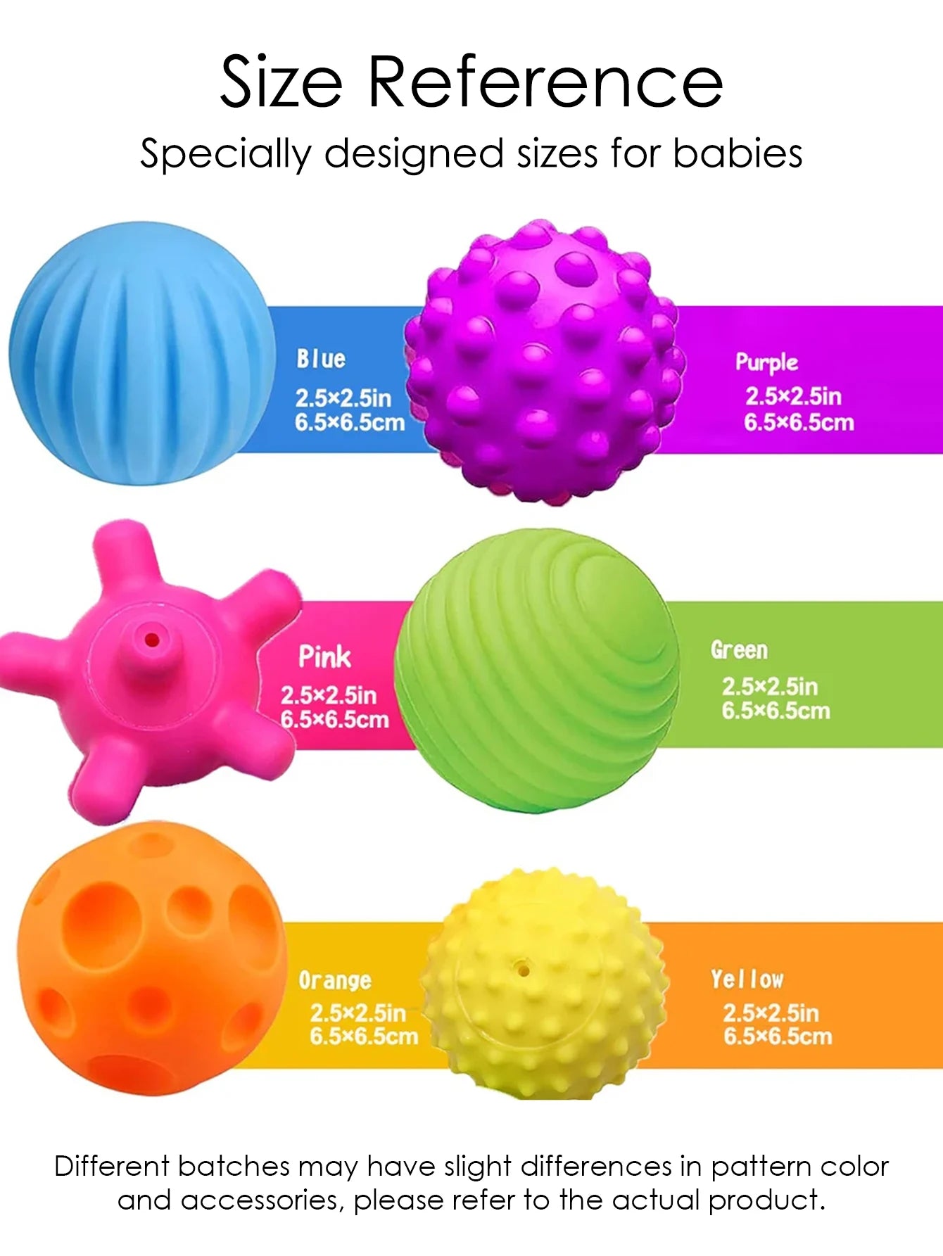 6Pcs Textured Sensory Balls Set - Baby Tactile Development Toy