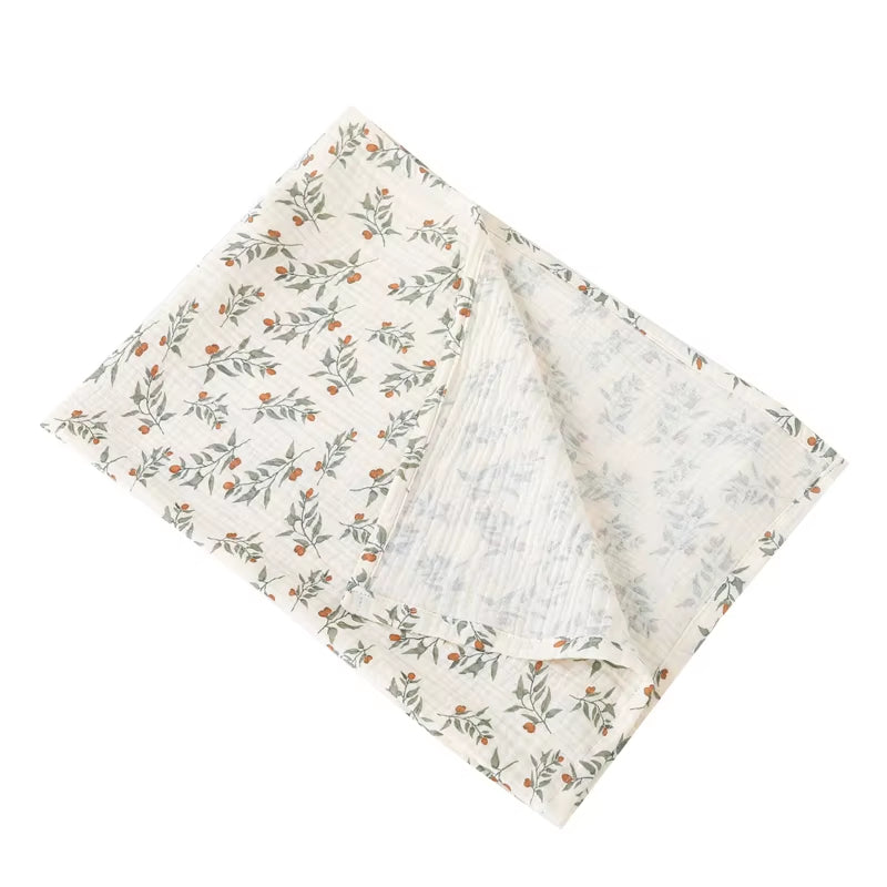 Cotton Swaddle Blanket Baby Blanket Floral Print Muslin Diaper Swaddle New Born Crinkle Fabric Stroller Cover