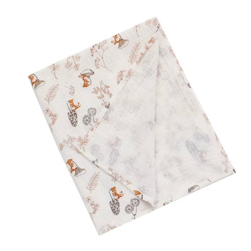 Cotton Swaddle Blanket Baby Blanket Floral Print Muslin Diaper Swaddle New Born Crinkle Fabric Stroller Cover