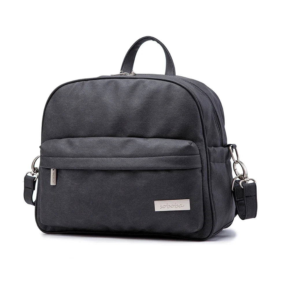 Soboba Solid Fashion Diaper Backpack for Baby Care Waterproof Multi-Function Nappy Changing Bag for Mother Stylish Diaper Bags