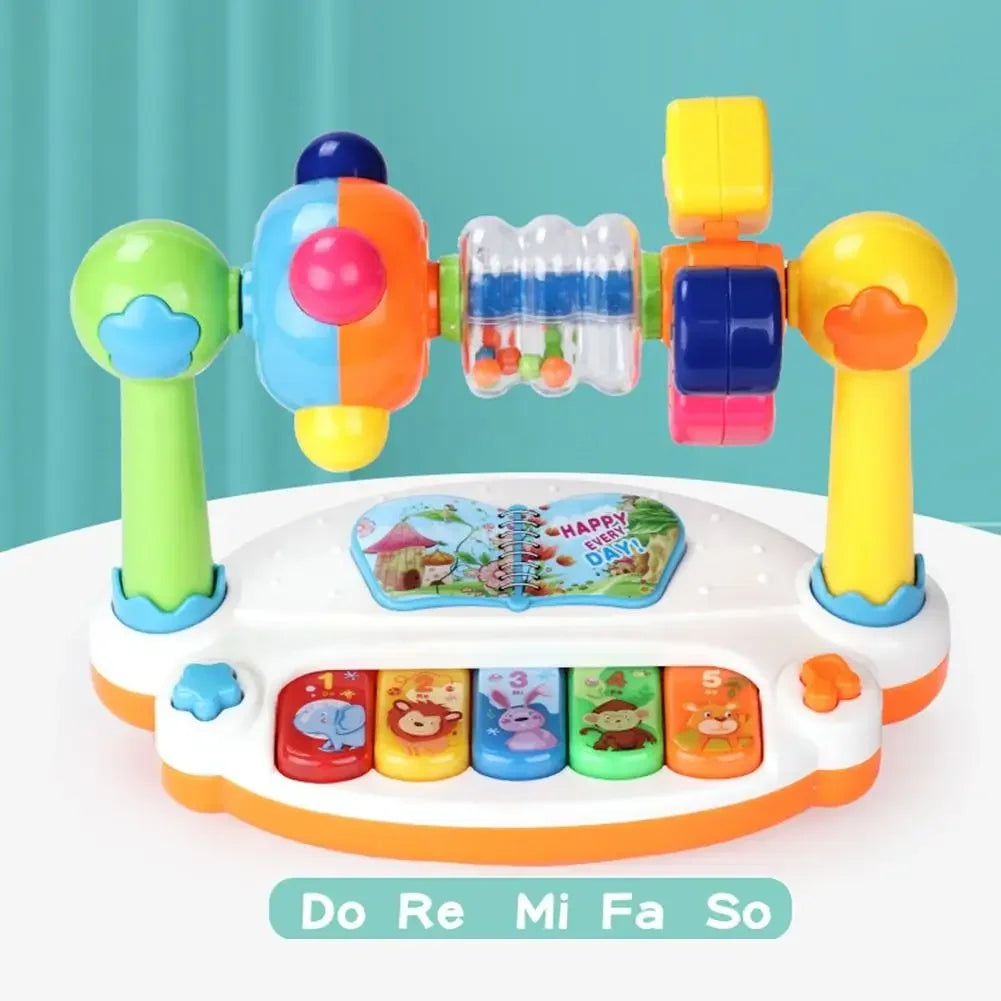 Baby Piano Toys Kids Rotating Music Piano Keyboard with Light Sound, Musical Toys for Toddlers, Early Educational Music Toy