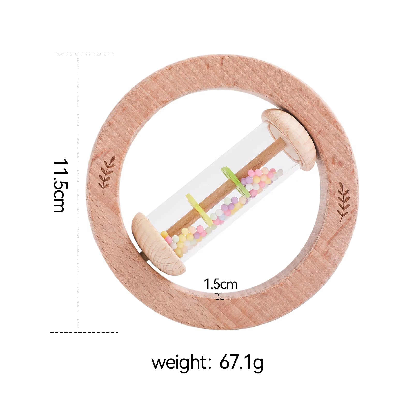 Montessori Wooden Rain Stick Rattle - Baby Sensory Music Toy