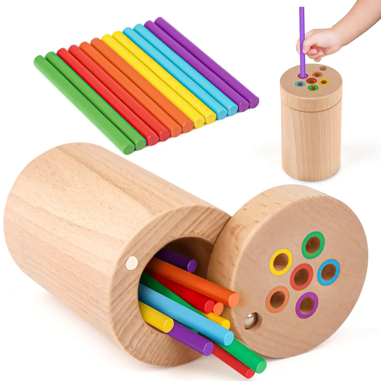 Joyreal Montessori Wooden Learning Color Sorting Toys for Toddlers - Sensory Matching Games for Fine Motor Development in Infants Aged 2 Years