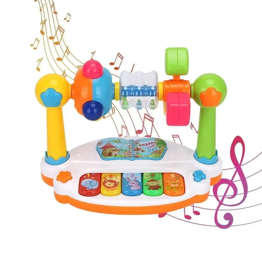 Baby Piano Toys Kids Rotating Music Piano Keyboard with Light Sound, Musical Toys for Toddlers, Early Educational Music Toy