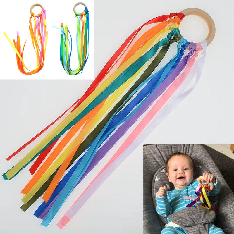Montessori Ribbon Ring Hand Kite - Sensory Colour Recognition Toy