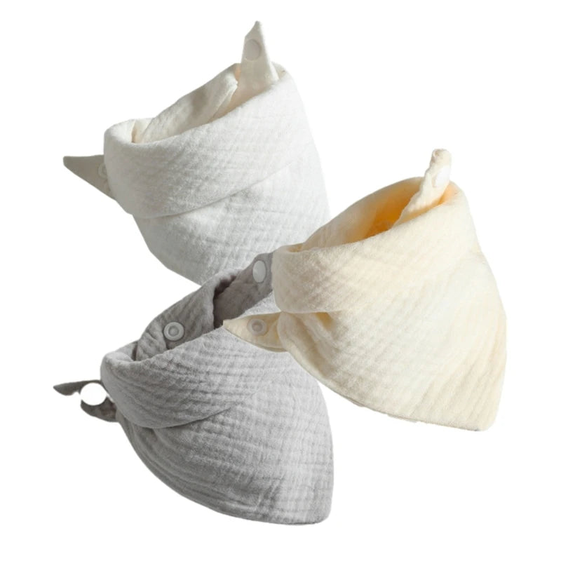 3Pcs/Lot Baby Muslin Bibs Soft Cotton Solid Color Bibs Saliva Towel Boys Girls Feeding Apron Bandana Drool Stuff Bibs