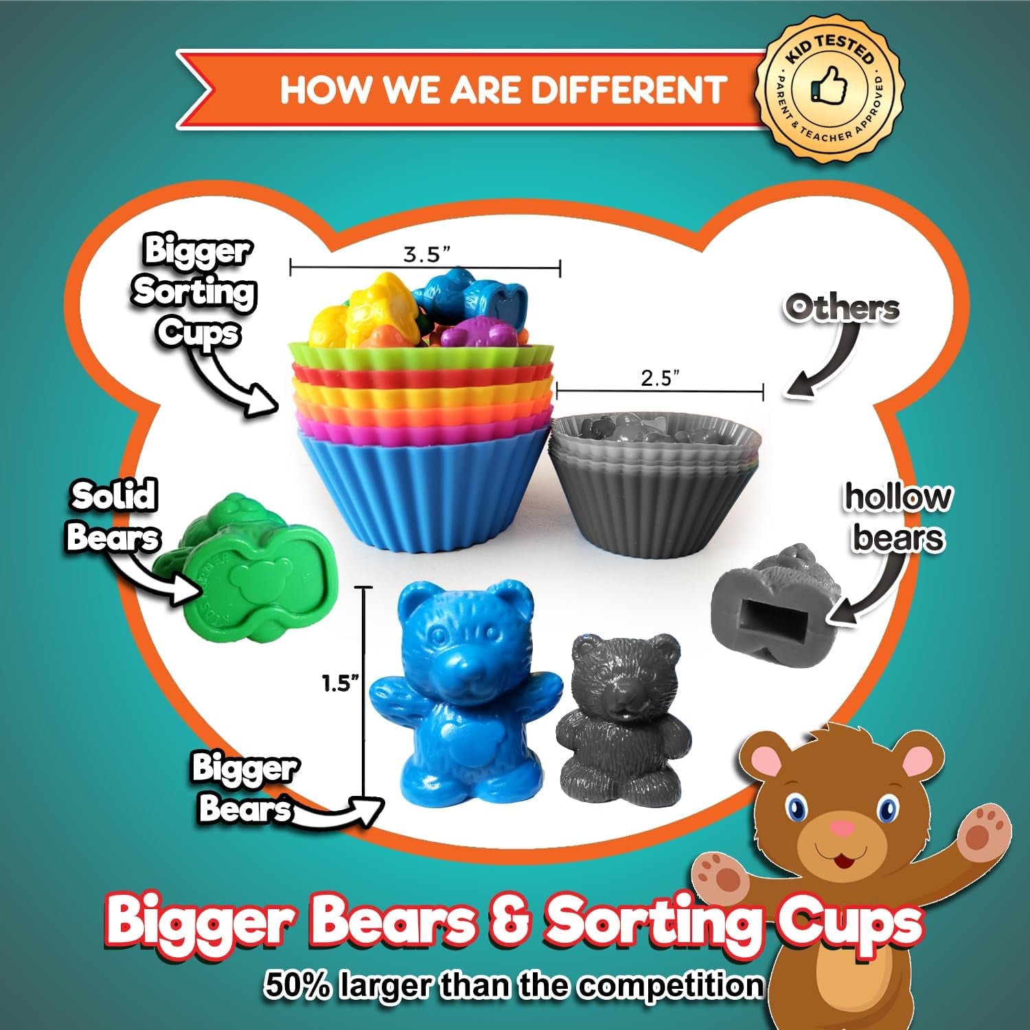 Cute & Cuddly Counting Bears with Dice - Sort, Count, Match & Play 60Pc