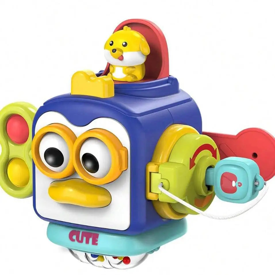 Baby Busy Board Cube 10-In-1 - Montessori Travel Activity Toy