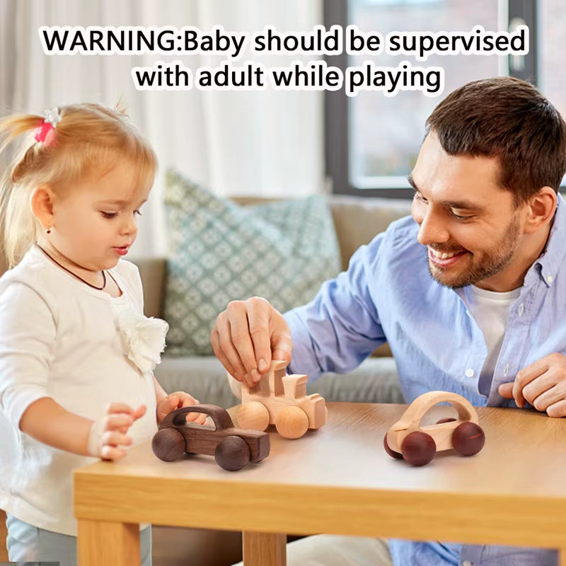 1Pc Organic Beech Wooden Car for Babies BPA Free Montessori Toys Wooden Rattle Brain Game Toys Handmade Crafts Gift Child Block