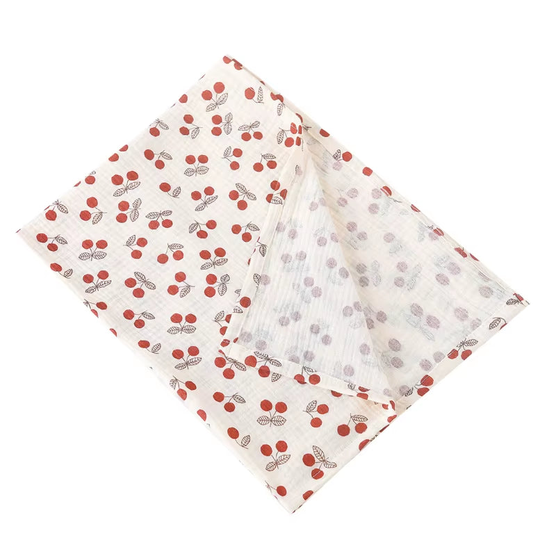 Cotton Swaddle Blanket Baby Blanket Floral Print Muslin Diaper Swaddle New Born Crinkle Fabric Stroller Cover