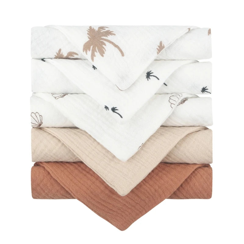 5Pcs/Set Square Cotton Baby Face Towel Handkerchief Soft Absorbent Gauze Baby Towel Kids Feeding Bibs Burp Cloths Washcloth