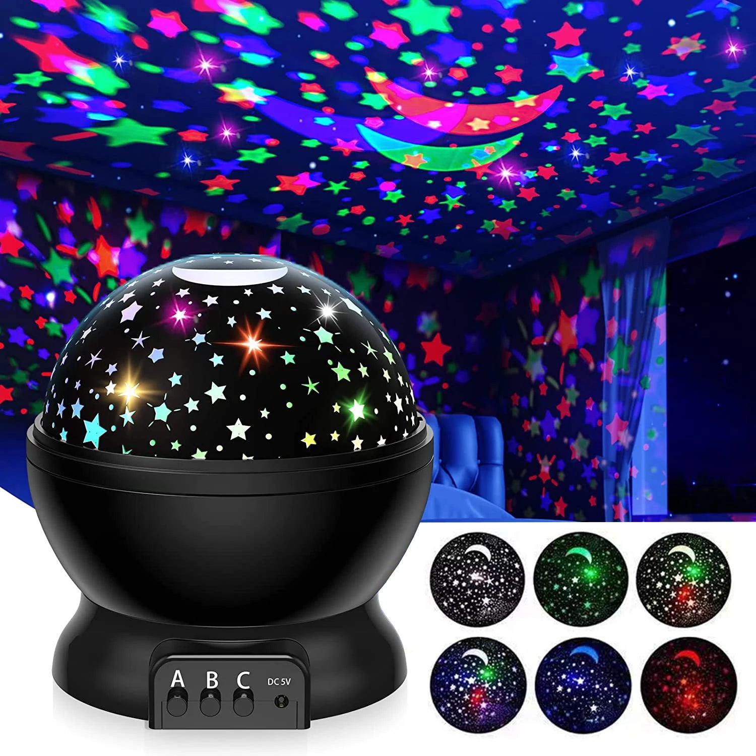 Starry Sky Galaxy Projector Night Light - Rotating Nursery Lamp